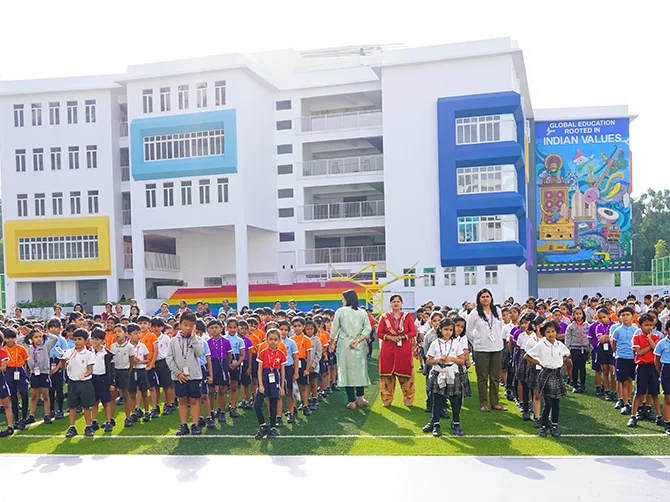 Morning assembly at New Horizon International School
