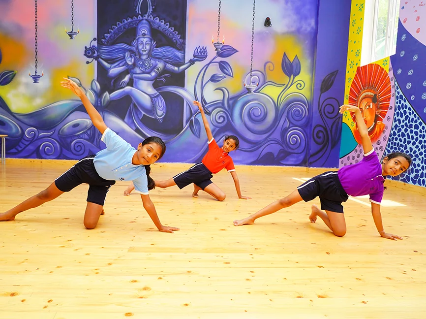 Students practising a dance routine in the studio