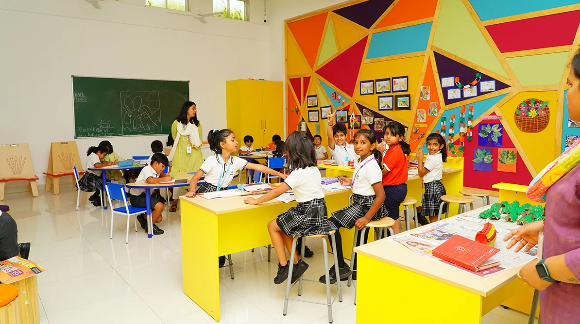 Primary students in a group activity at NHIS