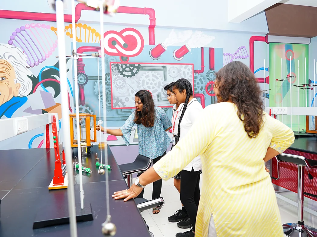 Students working in the NHIS science laboratory