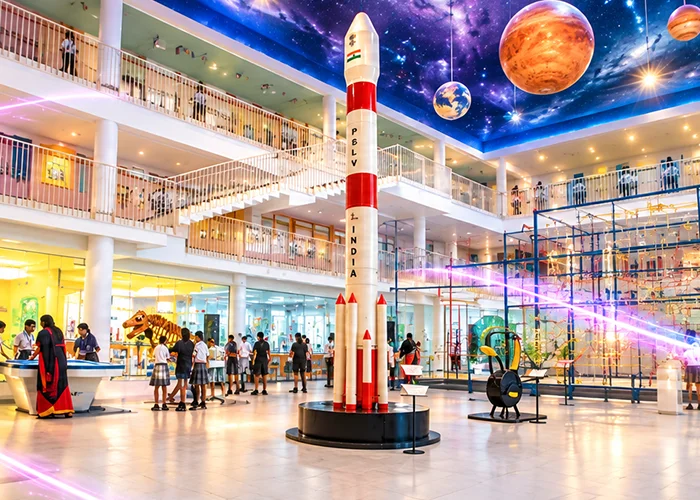 NHIS Science Park with PSLV rocket model and interactive exhibits