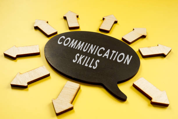 Communication skills concept. Quote bubble and arrows.